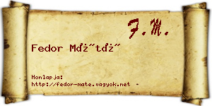 Fedor Máté névjegykártya